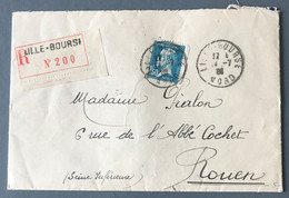 France N°181 Sur Enveloppe Recommandée De Lille-Bourse Pour Rouen - (B3598) - 1921-1960: Période Moderne