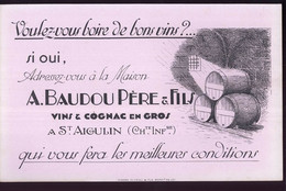 B882 - BUVARD  - A. BAUDOU PERE & FILS - Vins & Cognac En Gros à St. AIGULIN Charente Inférieure - Drank & Bier
