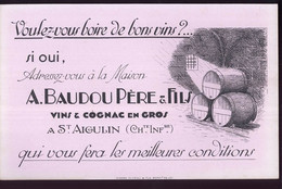 B882 - BUVARD  - A. BAUDOU PERE & FILS - Vins & Cognac En Gros à St. AIGULIN Charente Inférieure - Liqueur & Bière