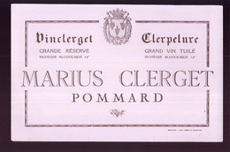 B890 - BUVARD  - VINCLERGET - Marius CLERGET  POMMARD - Drank & Bier