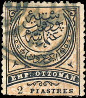 TURQUIE / TURKEY / TÜRKEI - TOYRAN (Macedonia) AC2 Pmk In Blue On 1876 2Pi Mi.33 - Used Stamps