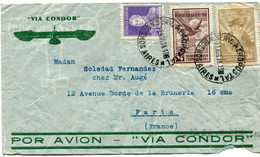 ARGENTINE LETTRE PAR AVION " VIA CONDOR " DEPART SERV. AEROPOSTAL 21 AGO 34 BUENOS AIRES POUR LA FRANCE - Covers & Documents