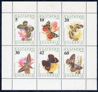 BULGARIA 1990 Butterflies Sheetlet MNH / **.  Michel 3852-57 Kb - Blokken & Velletjes