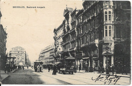 BRUXELLES (1000) : Boulevard Anspach Et Place De Brouckère. Trams à Traction Chevaline. Office Des Brevets. CPA Préc. - Transporte Público