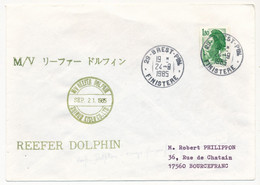 FRANCE - Env. Affr 1,80F Liberté - Obl BREST Ppal 24/9/1985 - M/V Reefer Dolphin Shinun KisenCo Ldt - Posta Marittima