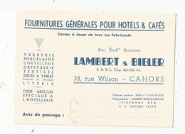 Carte De Visite, Fournitures Pour Cafés- Hotels, LAMBERT & BIELER ,Cahors ,représentant Sivadier ,Chef Boutonne - Visitenkarten
