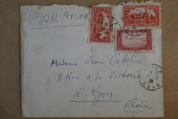 L10 ALGERIE  LETTRE 1938 PAR AVION ORAN POUR LYON FRANCE + AFFRANCH. INTERESSANT - Cartas & Documentos