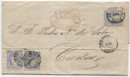 1870. Envuelta De Triple Porte De Jerez A Cádiz, Fechador De 1854. - Cartas & Documentos