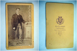PHOTO CDV 19 EME HOMME ELEGANT MODE   Cabinet GILBERT A TOUL - Old (before 1900)