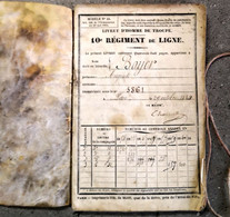Livret Militaire - Homme De Troupe - PAU 1854 - Auguste BOYER - Guerre Crimée, Médaille Reine Angleterre - Voir Photos - Documents