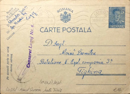ROUMANIE / ROMANIA 1942 (20/05) "Cenzurat Lugoj Nr.6" (Timis) On Postal Card - Storia Postale