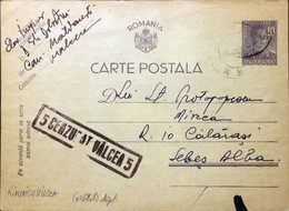 ROUMANIE / ROMANIA 1943 (25/07) "5 Cenzurat Valcea 5" (Rimnicu Vilcea) On P.Card - Covers & Documents