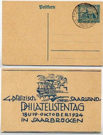 SAARGEBIET P18  Postkarte ZUDRUCK PHILATELISTENTAG Sost. 1924  Kat. 50,00 € - Postal Stationery