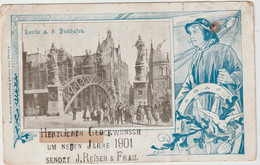 4069 HAMBURG Herzlichen Gluckwunsgh Jahre 1901 REISER & FRAU PARTIE FREIHAFEN Pécheur 1er Janvier Nouvel An Stade - Andere & Zonder Classificatie