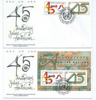 United Nations > New York - 2 FDC - 1990 The 45th Anniversary Of The United Nations - FDC