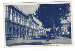 8841 - TORINO CORSO VITTORIO EMANUELE II E STAZIONE PORTA NUOVA ANIMATA TRAM BICI 1920 CIRCA - Stazione Porta Nuova