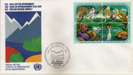 United Nations > Geneva FDC - 1991 Environmental Protection,animals,birds - FDC