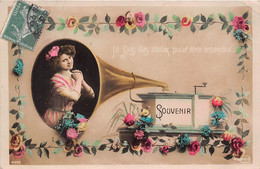 ¤¤  -    Carte Fantaisie   -   Souvenir    -  Phonographe      -   ¤¤ - Mich