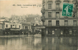 Paris * 12ème * La Rue De Lyon * Inondations 1910 * Café " à La Consigne " * Usine Aux Arcs , Fabrication Bouchon Liège - District 12