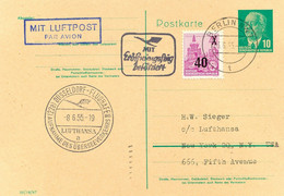 DDR 1955 Extrem Selt Zuleitung Aus Berlin-Ost Zum Erstflug DÜSSELDORF - NEW YORK - Storia Postale
