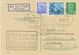 DDR 1955 PAA Wien-New York (10 Jahre UNO) Sonderflug Mitläuferpost Aus Der DDR - Lettres & Documents
