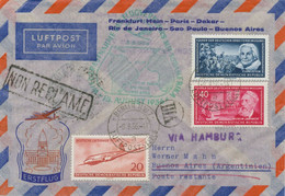 DDR 1956 DDR-Mitläuferpost Zum Erstflug Der Dt. Lufthnasa HAMBURG - BUENOS AIRES - Storia Postale