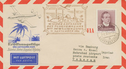 DDR 1956 Zubringer-Mitläuferpost LH First Flight BERLIN-HAMBURG - TEHERAN - Lettres & Documents