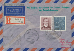 DDR 1957 Erstflug Sabena „BRÜSSEL – BUDAPEST“, Extrem Selt. MITLÄUFERPOST - Briefe U. Dokumente