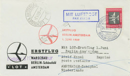 DDR 1959 Erstflug LOT „BERLIN-SCHÖNEFELD – AMSTERDAM“ Nur 600 Briefe Geflogen - Briefe U. Dokumente