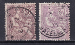 1902 - MOUCHON - YVERT 126+128 OBLITERES - COTE = 38.5 EUR. - - 1900-02 Mouchon