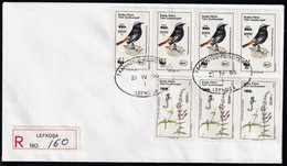 1995 Cyprus (Turkish Post) Provisional Surcharges On WWF Black Redstart And Medicinal Plant Stamps Of 1990 FDC (RRR) - FDC