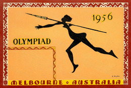 Jeux Olympiques Melbourne 1956 * CPA Sport * Olympiad Lancer De Javelot * Athlétisme * Illustrateur S. Rujko * Australia - Giochi Olimpici
