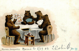 1904 * Ours Jouant Aux Cartes * Carte à Jouer Jeu Jeux * CPA Illustrateur H. Schmidt * Bear * Humanisés - Cartes à Jouer