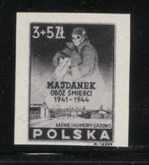 POLAND 1946 MAJDANEK BLACK PRINT IN MEMORY OF HOLOCAUST VICTIMS IN WW2 NAZI GERMANY DEATH CAMP MNH Judaica Jews - Ensayos & Reimpresiones