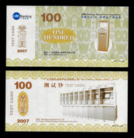 Test Note GRG China, 100 Units, Beids. Druck, Format 155 X 77 Mm, RRRRR, UNC - Autres - Asie