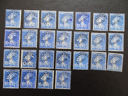 PRE0052-1- Type Semeuse Camée - 10 Ct  Outremer  - YT 52 - Lot De 25 Timbres - Sans Gomme - Voir Scan - 1893-1947