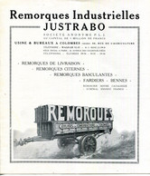 COLOMBES.DOCUMENTATION TARIF POUR LES REMORQUES INDUSTRIELLES " JUSTRABO " 50 RUE DE L'AGRICULTURE. - Non Classés