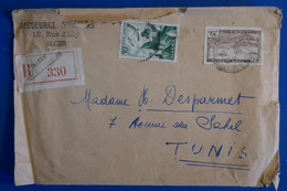 L12  ALGERIE LETTRE RECOM.1949 ALGER  POUR TUNIS+ TEXTE D UN PHILATELISTE A LIRE +AFFRANCH INTERESSANT - Storia Postale