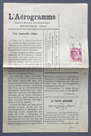 France N°108 Sur Journal "L'AEROGRAME" 1931 - (B3822) - 1921-1960: Période Moderne
