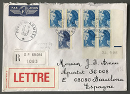 France Liberté De Gandon, Dont Coins Datés Du N°2425 Sur Enveloppe POSTE AUX ARMEES Pour L'Espagne - (B3823) - 1961-....