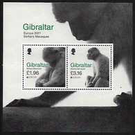 GIBRALTAR  -EUROPA 2021-" FAUNA NACIONAL EN PELIGRO - ENDANGERED NATIONAL WILDLIFE"- HOJITA BLOQUE - 2021