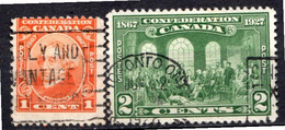 CANADA - (Dominion - Colonie Britannique) - 1927 - N° 121 Et 122 - (60è Anniversaire De La Confédération) - Otros & Sin Clasificación