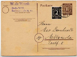 Kontrollrat  P952 Postkarte DICKES PAPIER Berlin 1947  Kat. 76,00 € - Postal  Stationery