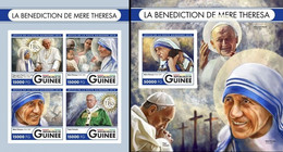 Guinea 2016, Mother Teresa, Popes Francis, John Paul II, 4val In BF +BF IMPERFORATED - Mère Teresa