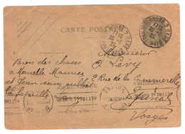 MULHOUSE 2 GARE Haut Rhin Carte Postale Entier 40c Semeuse Outremer Millésime?09 Dest Epinal Ob 1929 Yv 237-CP1 - Cartoline Postali E Su Commissione Privata TSC (ante 1995)