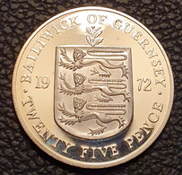 Guernsey 25 Pence 1972 (Silver) "25th Wedding Anniversary Of Queen Elizabeth II And Prince Philip" - Guernsey