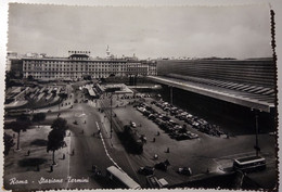 Roma - Stazione Termini - Viaggiata 1958 - Bus, Car, Auto, Voiture, Tram - Stazione Termini