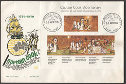 1970  Cook Bicentenary Mini Sheet Unadressed  Royal FDC - Primo Giorno D'emissione (FDC)