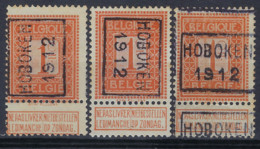 PELLENS Type Cijfer Nr. 108 Voorafgestempeld Nr. 2003 A + B + C  HOBOKEN 1912  ; Staat Zie Scan ! - Roulettes 1910-19