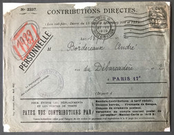 France N°107 Sur Enveloppe Des Contributions Directes 27.7.1929 - (B3846) - 1921-1960: Période Moderne